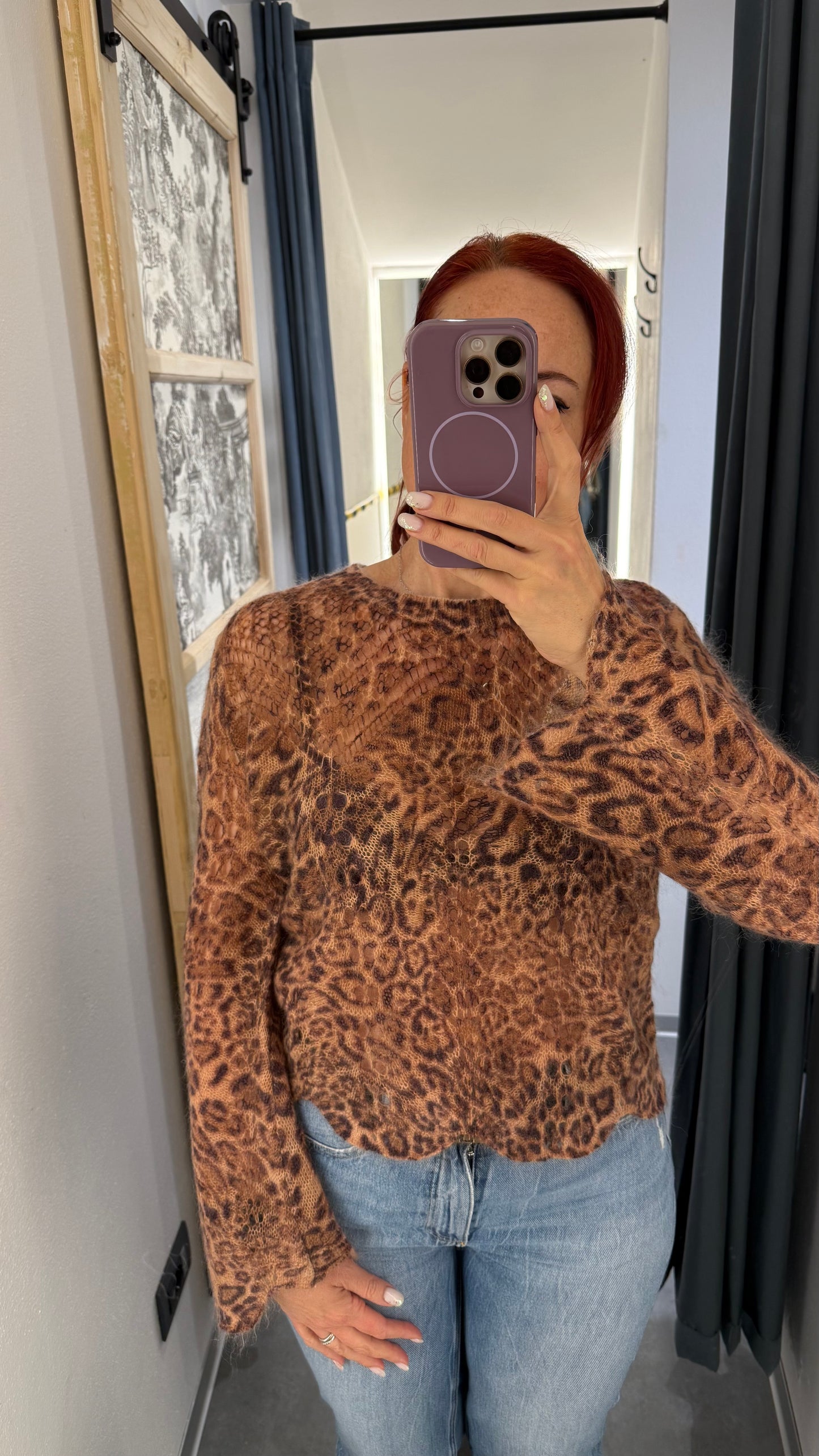 Maglia in misto mohair animalier