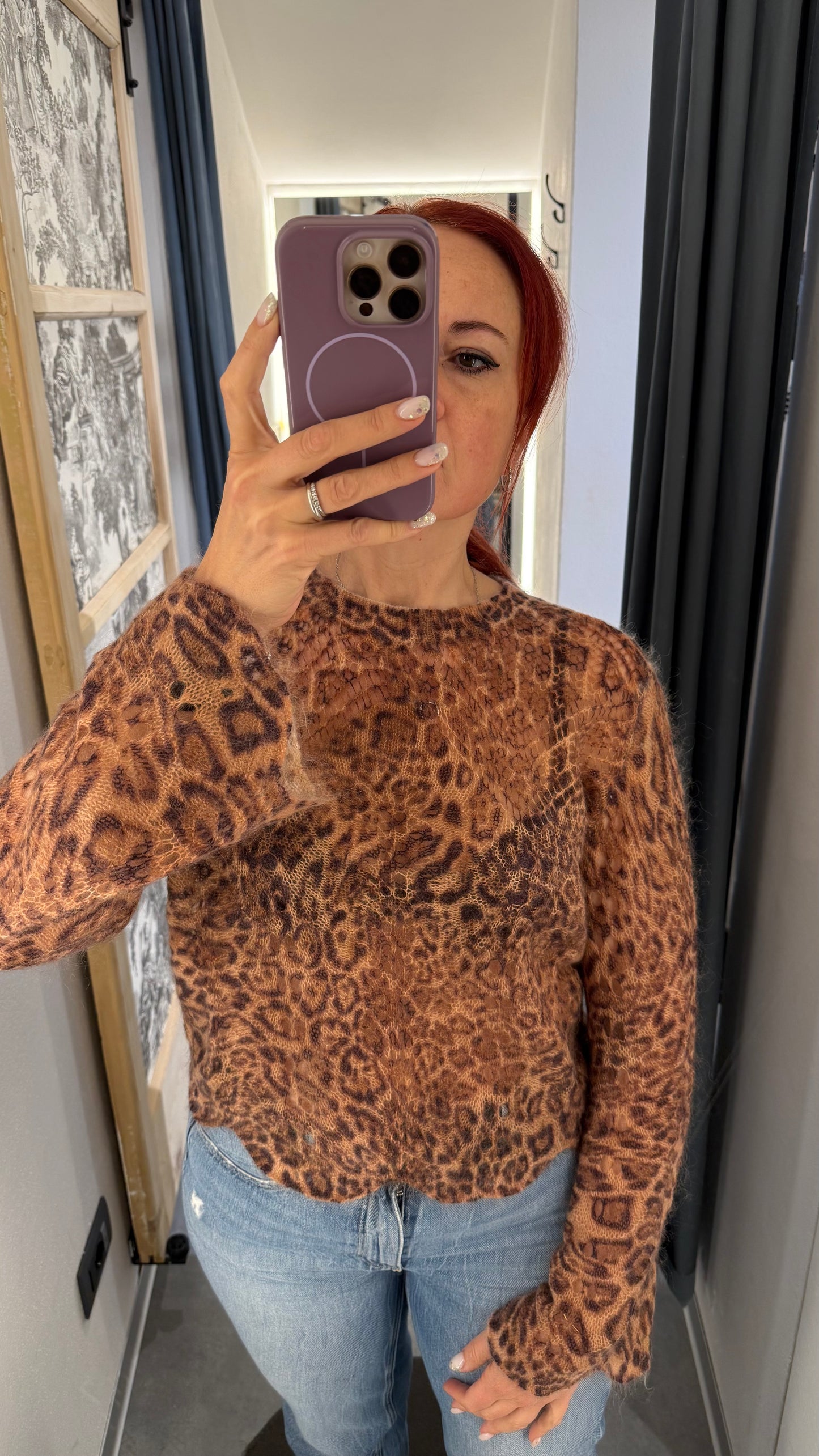 Maglia in misto mohair animalier