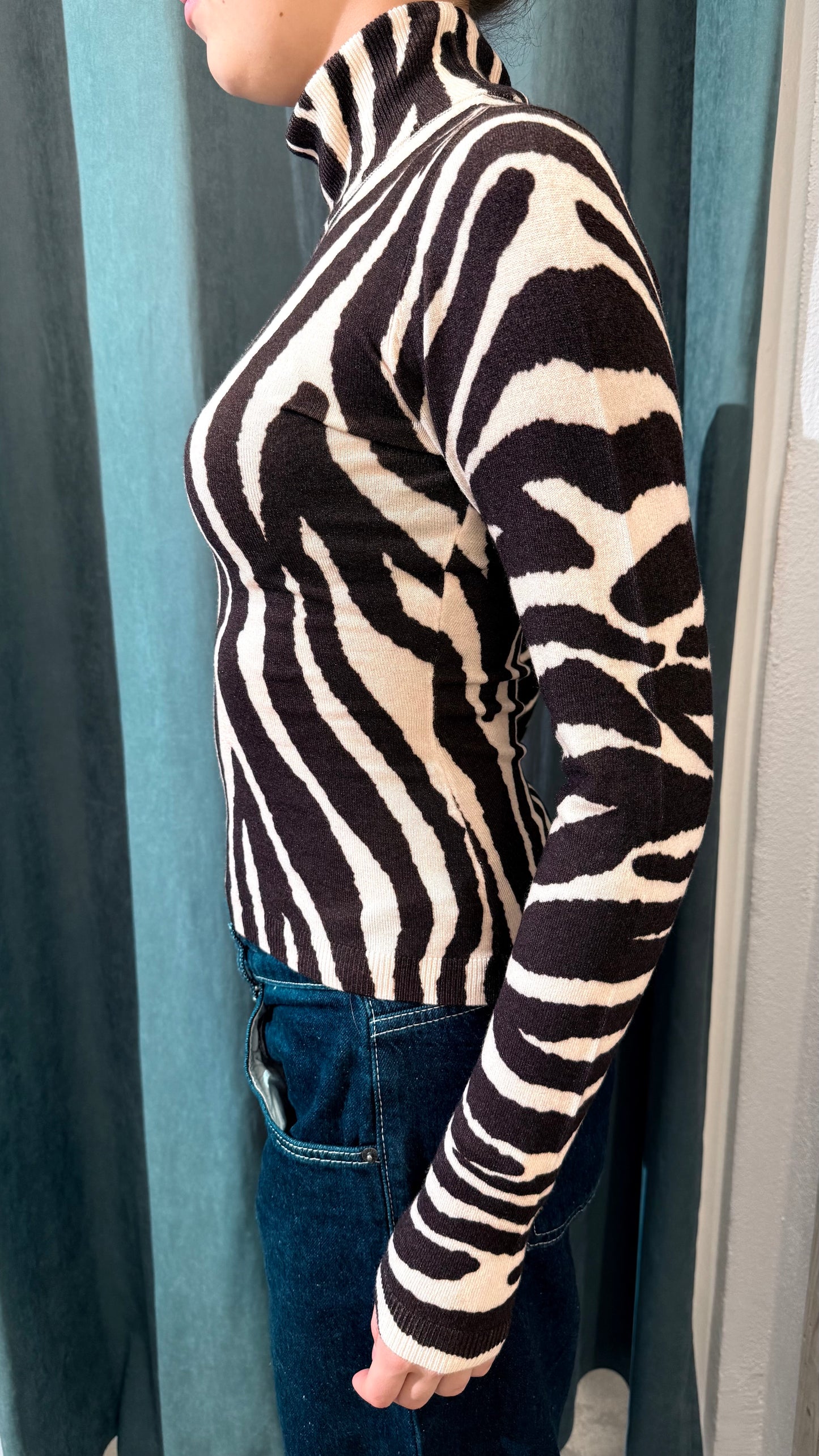 Maglia lupetto stampa zebra