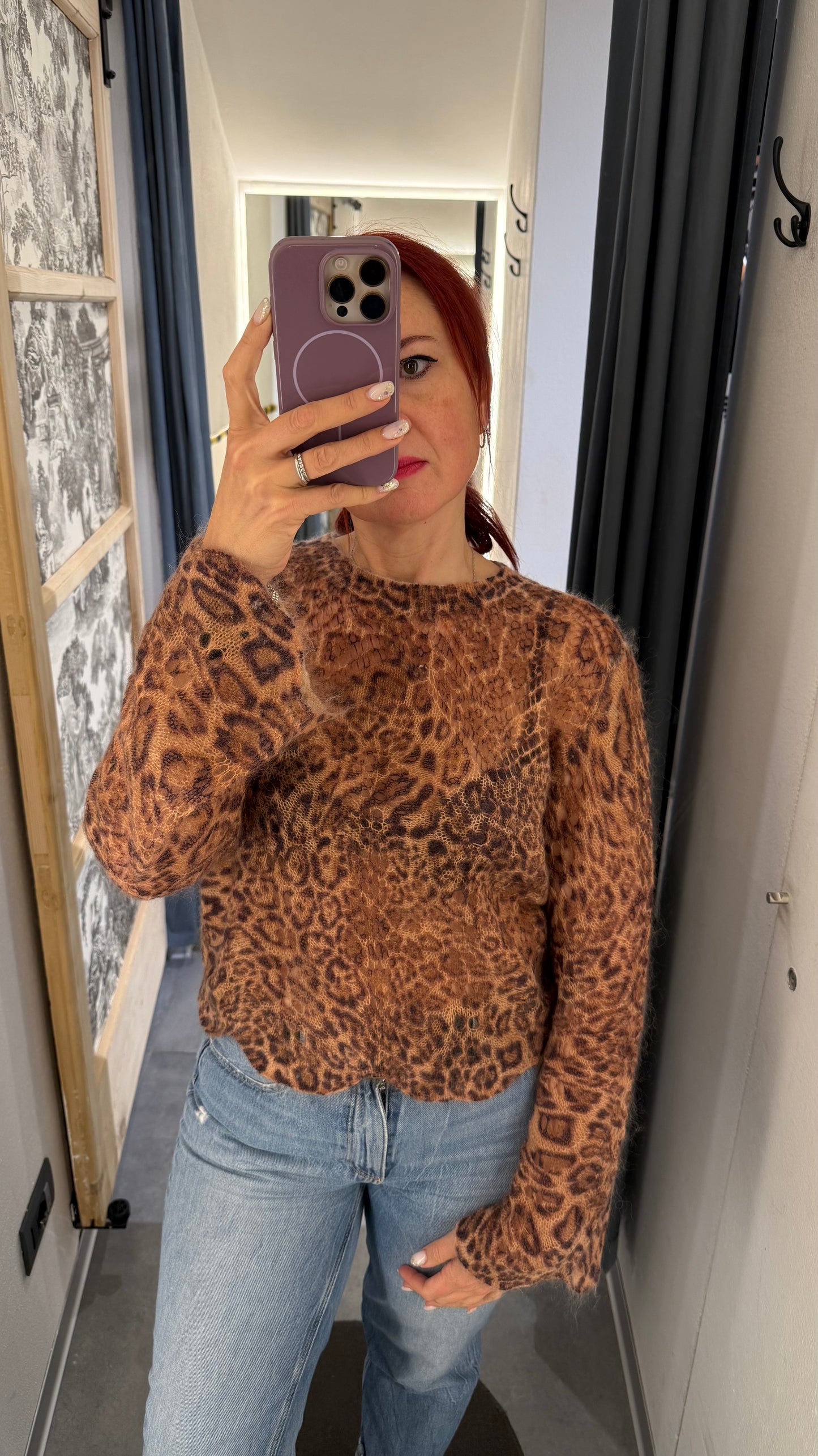 Maglia in misto mohair animalier