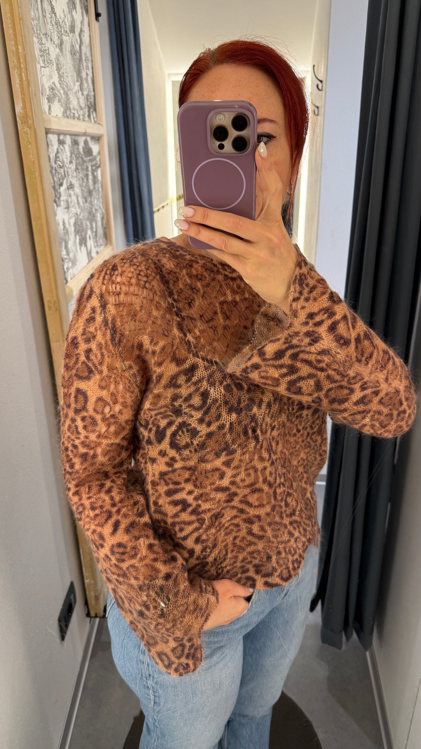 Maglia in misto mohair animalier