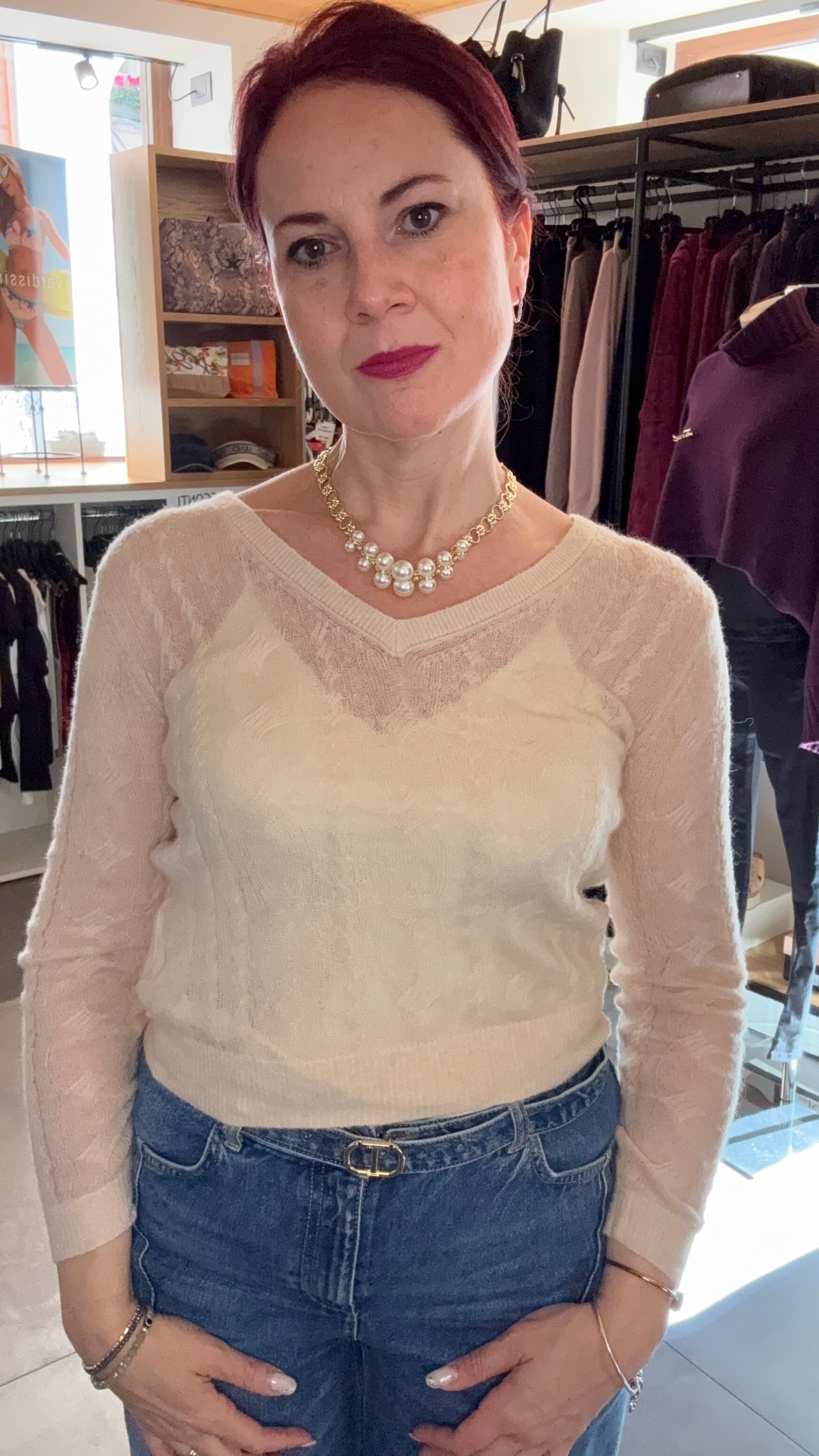 maglia collo V misto Alpaca