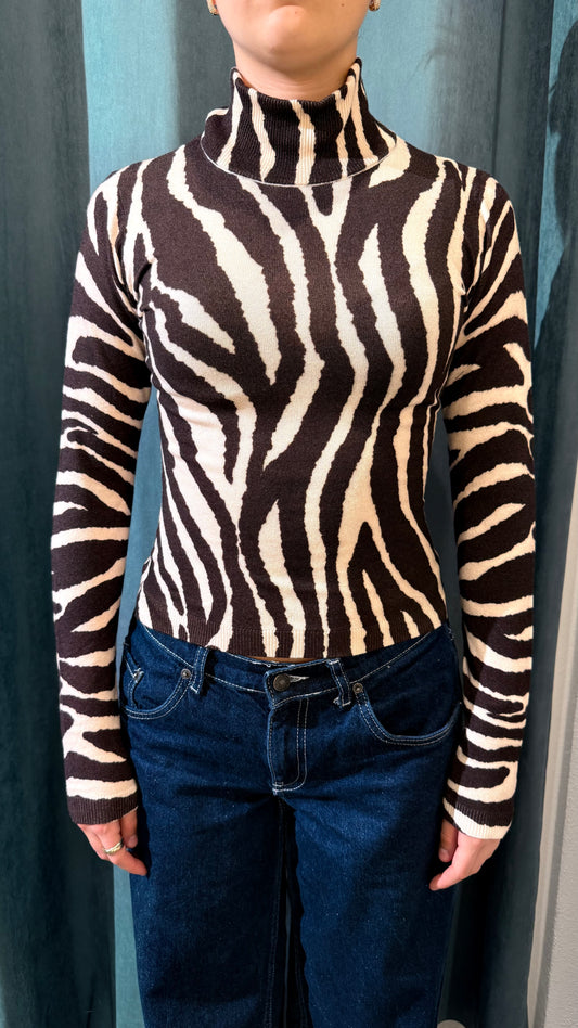 Maglia lupetto stampa zebra