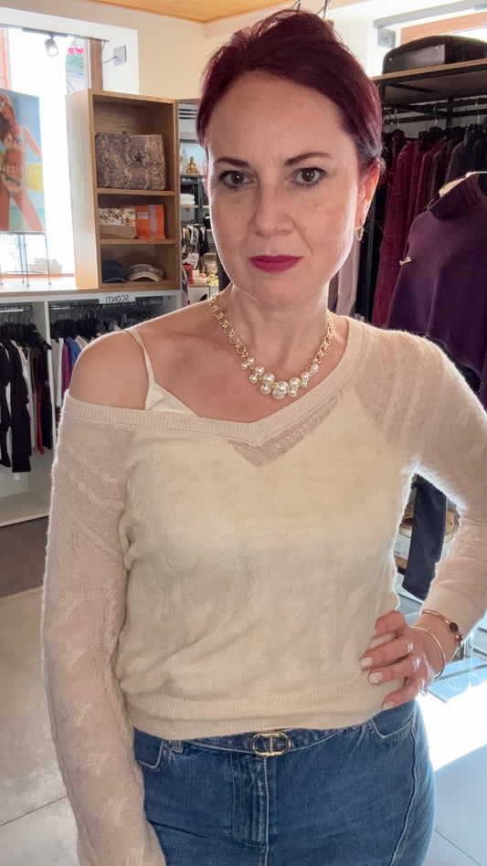 maglia collo V misto Alpaca