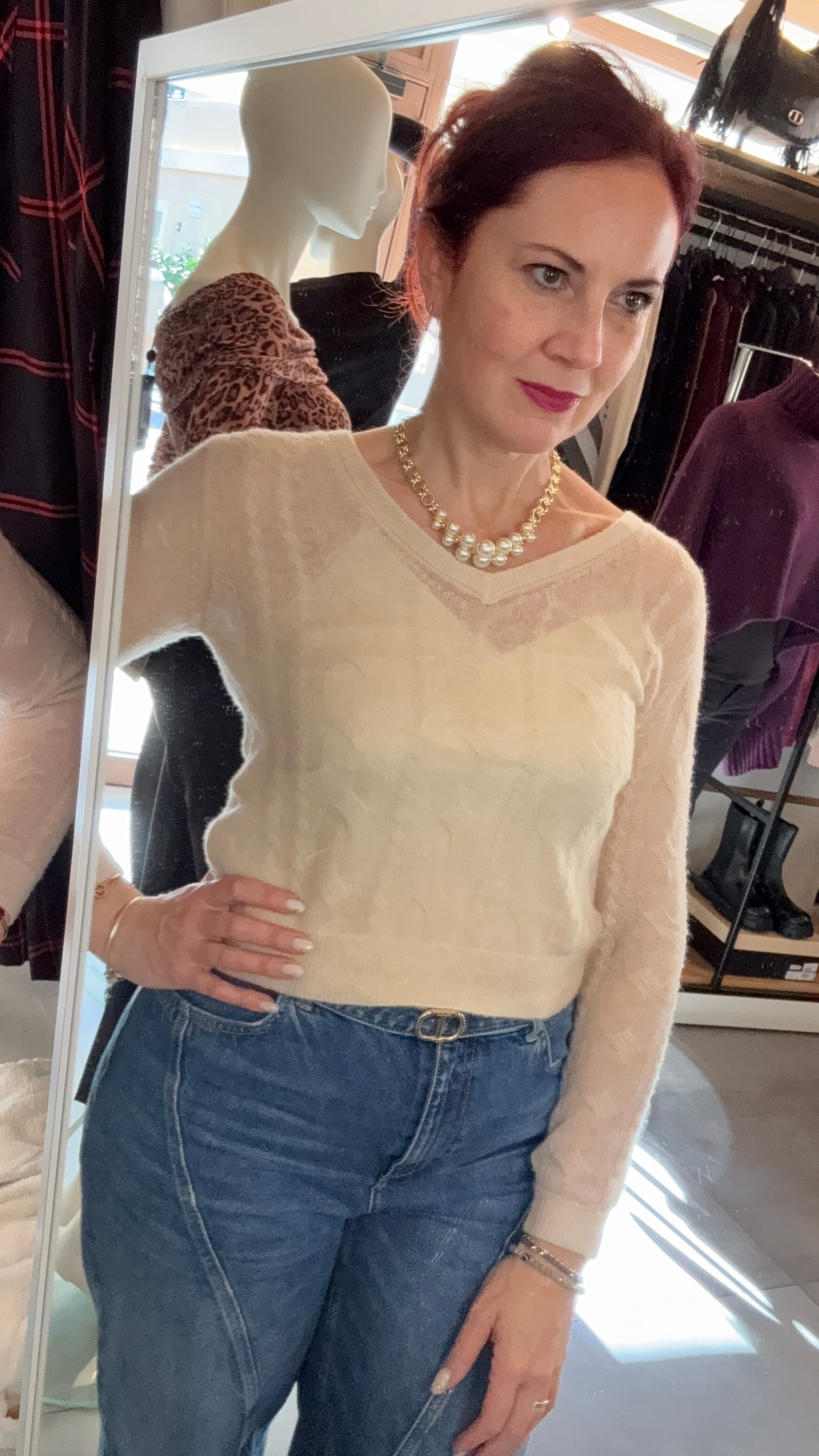 maglia collo V misto Alpaca